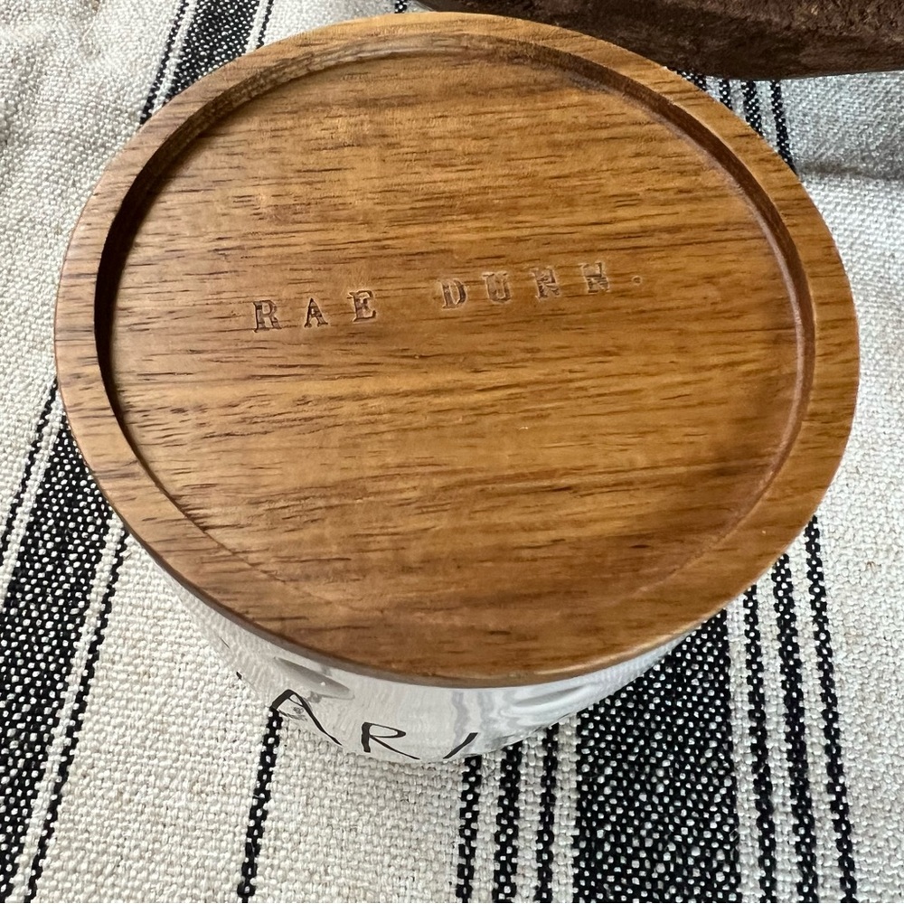 Rae Dunn White Garlic Cellar Storage Jar with Wooden Lid - Picture 2 of 5